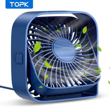 Load image into Gallery viewer, TOPK Mini Portable USB Desk Fan Quiet 3-Speed 360° Rotatable Standing Fan
