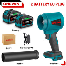 Load image into Gallery viewer, ONEVAN 400M/S 4000W High Power Brushless Turbo Blower Fan Electric Air Blower Jet Fan Snow Leaf Dust Tool For Makita Battery Pin