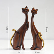 Load image into Gallery viewer, ERMAKOVA 2-Piece Nordic Cat Oil Painting &amp; Resin Figurine Desktop Sculpture Decor