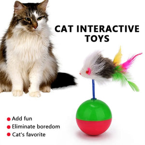 2PCS Durable Colorful Feather Fur Mouse Tumbler Kitten Cat Toys Play Balls Supplies
