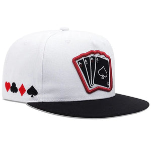 2024 Fashion Hip Hop Adjustable Snapback Cap Embroidered Playing Card Baseball Hat