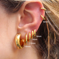 2PCS Tiny Stainless Steel Huggie Small Hoop Earrings For Women Round Circle Punk Unisex Rock Earring Cartilage Piercing Jewelry