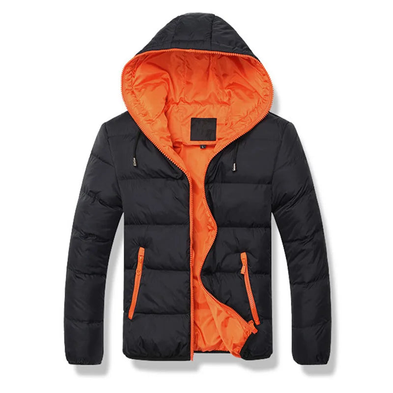 Men's Casual Cotton Parka Jacket – Autumn Winter Hooded Padded Coat