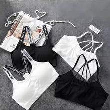 Load image into Gallery viewer, Sports underwear Women Yoga Fitness Seamless Crop Top Wide Letter Straps Comfortable Workout Activewear