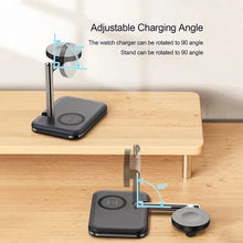 Load image into Gallery viewer, 2 in 1 Fast Magnetic Wireless Charger Stand for Apple Watch 1-9 SE Airpods Pro