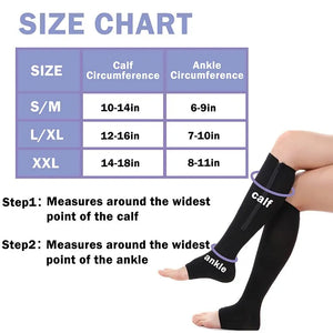 Zipper Compression Socks Pain Relief Sports Support Stretchy Stockings Open Toe