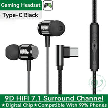Load image into Gallery viewer, Metal Magnetic Gaming Earbuds 90° L Elbow Digital Type-C/3.5MM AUX 9D Surround HIFI Heavy Bass Music Headset For Samsung Android