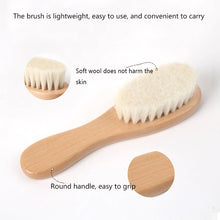 Load image into Gallery viewer, 1/2 Pieces of Baby Natural Wool Wood Brush Comb Set Newborn Comb Head Massager Shower Brush Comb Baby Shower Gift