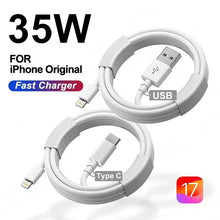 Load image into Gallery viewer, 35W PD Original Fast Charging USB Cable for iPhone 14 8 7 Plus 13 12 11 Pro XS Max XR X USB C Rapid Charger Cable 1m 1.5m 2m 3m