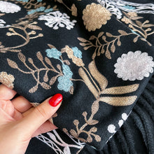 Load image into Gallery viewer, Women Winter Cashmere Scarf Embroidered Thick Shawl Wrap