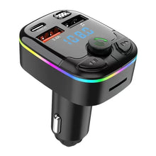 Load image into Gallery viewer, Car Charger Bluetooth 5.0 FM Transmitter Handsfree PD Type-C Dual USB Ambient Player MP3 Charger Type-C Wireless Light