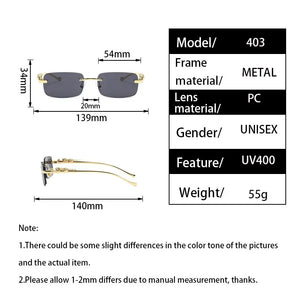 "Vintage Rimless Leopard Sunglasses UV400 - Designer Fashion Shades"