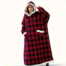 Load image into Gallery viewer, Super Long Flannel Blanket with Sleeves Winter Hoodies Sweatshirt Women Men Pullover Fleece Giant TV Blanket Oversized
