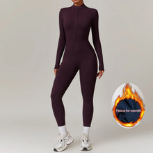 Load image into Gallery viewer, Winter Autumn Women's One-piece Yoga Jumpsuit leggings Long-sleeved Warm ski Overalls Outerwear High Elastic Cycling Bodysuit