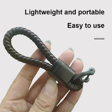 Load image into Gallery viewer, Hand Woven Leather Rope Keychain with Horseshoe Buckle - Stylish Car Key Ring Gift