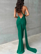 Load image into Gallery viewer, Hugcitar One Shoulder Backless Adjustable Scarf Loop Ruched Sexy Maxi Dress Women Elegant Y2K Streetwear Festival Outfit