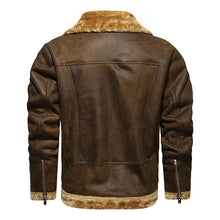 Load image into Gallery viewer, New Men&#39;s PU Leather Jacket Winter Fleece Slim Military Casual Motorcycle Coat