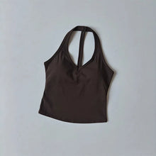 Load image into Gallery viewer, Women's Summer V-Neck Yoga Sports Vest Hanging Back Neck Design Outdoor Running Training Gathered Fit Active Wear Top