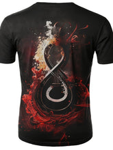 Load image into Gallery viewer, 2024 Men&#39;s Black T-Shirt Musical Instrument Print Short Sleeve Graphic Tee