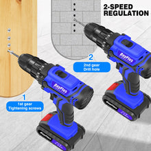 Load image into Gallery viewer, 21V Cordless Drill,Electric Screwdriver Tools Kit with 25+1 Torque Setting,2 Variable Speed,29PCS Accessories,LED Work Light