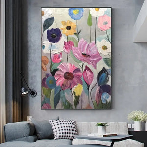 Scandinavian Abstract Wall Art Large Floral Botanical Oil Painting HD Poster for Home Decor