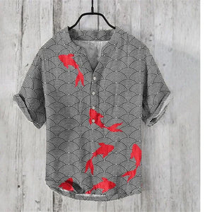 Spring Summer Men's & Women's Casual Hawaiian Fish Print Shirts - Trendy Tops