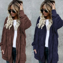 Load image into Gallery viewer, 12 Colors Fleece Sweatshirt Long Cardigans Autumn Winter Female Long Sleeve Double Side Wear Flurry Loose Hoodie Coats Outwear
