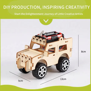 Small Electric Jeep Toy DIY Student Experiment Scientific Handmade Model