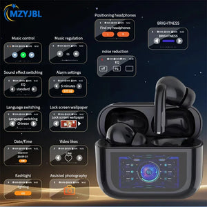 MZYJBL ANC Wireless Earbuds with Smart Screen, Bluetooth, Noise Cancelling, Mic