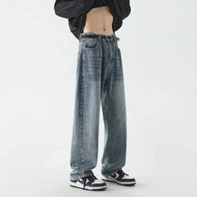 Load image into Gallery viewer, Men&#39;s Retro Loose Fit Straight Crotch Jeans Autumn Winter Casual Street Style Trousers