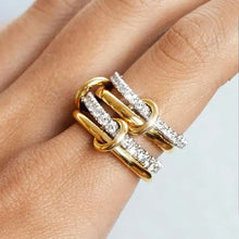 Load image into Gallery viewer, A Niche Two-Color Four-Ring Copper Jewelry Ring, Hypoallergenic, Ins Style, Stacking Artifact, Suitable For Young Wome Jewelry