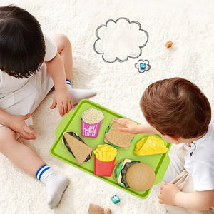 Kids Pretend Food Toy Set - Hamburger & Snack Kitchen Play Set, 9 Pieces