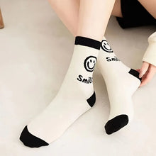 Load image into Gallery viewer, Happy Face Crew Socks - Cartoon Cat Mid Tube Women&#39;s Stockings