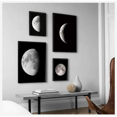 Modern Abstract Wall Art - Moon Phase Changes Poster - Astronomy Satellite Print Decor