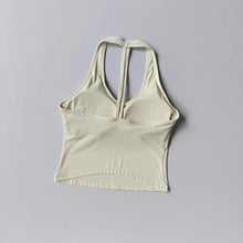 Load image into Gallery viewer, Women's Summer V-Neck Yoga Sports Vest Hanging Back Neck Design Outdoor Running Training Gathered Fit Active Wear Top