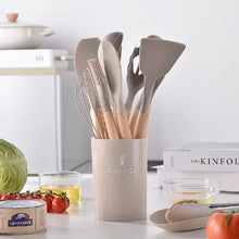 Load image into Gallery viewer, 12Pcs Silicone Utensils Set Non-Stick Cookware Spatula Shovel Egg Beaters Wooden Handle Kitchenware Home Kitchen Cooking Tools