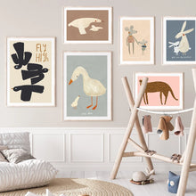 Load image into Gallery viewer, Animal Nursery Canvas Art Nordic Prints Baby Room Decor