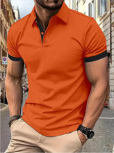 Load image into Gallery viewer, Men's short sleeve color matching fashion with men's lapel short sleeve