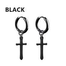 Load image into Gallery viewer, 1 Pairs Punk Stainless Steel Stud Earrings Black Earrings Set For Men Women Vintage Hip Hop Piercing Ear Jewelry