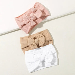 3PCS Cute Bowknot Baby Headbands - Soft Elastic Turban for Newborn Girls, Kids Hair Accessories