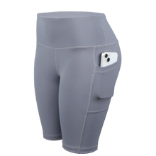 Load image into Gallery viewer, CHRLEISURE Women Solid Yoga Shorts with 3 Pockets High Waist Butt Lifting Workout Tights Gym Elastic Cycling Shorts Activewear