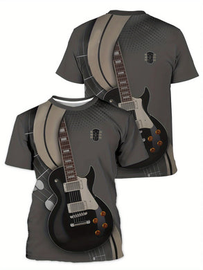 Men's 3D Guitar T-Shirt - Casual, Stylish, 2024