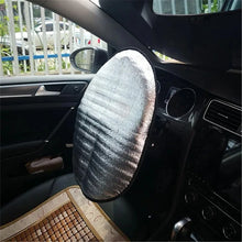 Load image into Gallery viewer, Foldable Car Steering Wheel Sun Shade Double Optical Sunscreen Anti-UV Cover 45x49cm Silver