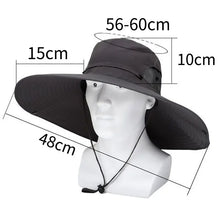 Load image into Gallery viewer, 15cm Brim Polyester Sun Hat UV Protection Breathable Mesh Cap Foldable Outdoor Hat