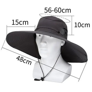 15cm Brim Polyester Sun Hat UV Protection Breathable Mesh Cap Foldable Outdoor Hat