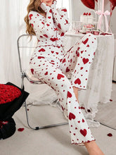 Load image into Gallery viewer, Autumn Winter 2 Pieces Pajamas Sets for Women Sleepwear Heart Print Long Sleeve Tops with Long Pants Trouser Set Pyjamas
