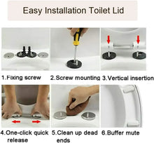 Load image into Gallery viewer, D-Type Toilet Seat Soft Closing Anti-Bacterial Hygienic - Removable Toilet Lid with 360° Rotation Hinge, Easy Install &amp; Cleaning