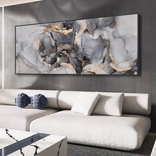 Load image into Gallery viewer, Large Abstract Black Gold Canvas Painting Marble Texture Wall Art Modern Decor