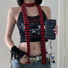 Load image into Gallery viewer, Women Harajuku Cotton Scarves Y2k Black Grey Stripe Long Scarves 180cm Thin Long Decorative Neckerchief Fashion Streetwear