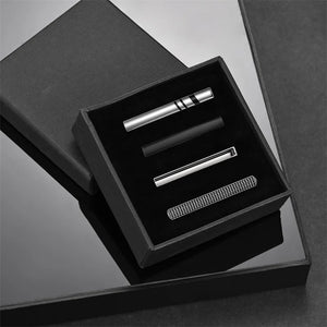 Minimalist Tie Clip & Cufflinks Set for Men - Business Party Gift Box, Luxury Fashion